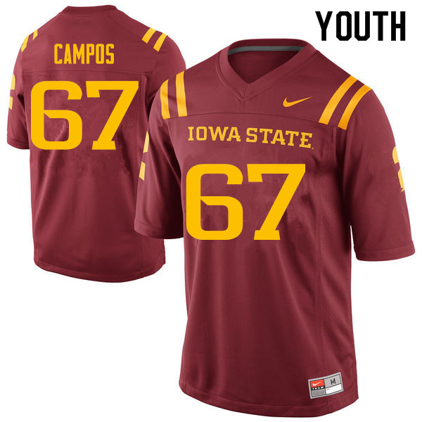 Youth #67 Jake Campos Iowa State Cyclones College Football Jerseys Sale-Cardinal - Click Image to Close